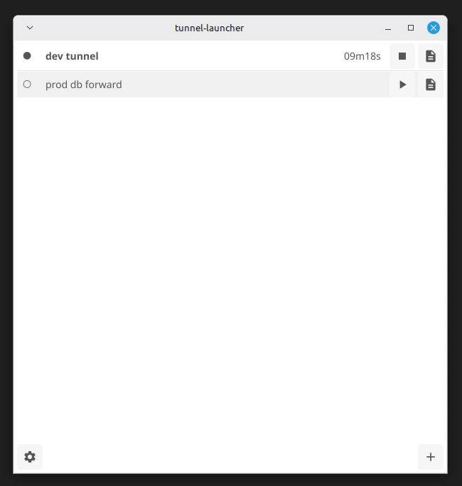 Tunnel Launcher Main Window