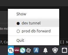 Tunnel Launcher Tray Menu