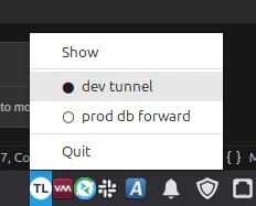 Tunnel Launcher Tray Menu